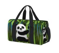 Sac de sport en bambou avec motif panda curieux pour enfants, filles, garçons, femmes, hommes, mignon panda, sac de voyage, sac fourre-tout, sac de sport décontracté