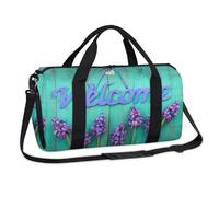 Sac de sport en bois avec panneau de bienvenue en forme de fleur, sac de week-end, sac fourre-tout décontracté, sac fourre-tout de voyage, sac de sport pour enfants, filles, garçons, femmes, hommes
