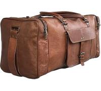Sac de Sport en Cuir véritable de 61 cm | Sac de Voyage en Cuir pour Le Week-End | Sac de Sport pour Homme, Marron, 25 inch