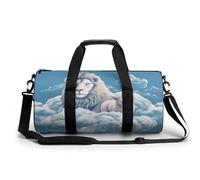 Sac de sport en forme d'agneau avec un lion sur les nuages pour homme et femme, résistant à l'eau, sac de voyage léger pour voyage, sport, blanc, 45 cm/22,9 cm/22,9 cm, blanc, 17.7in/9in/9in