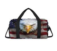 Sac de sport en forme d'aigle à tête blanche en colère avec compartiment à chaussures avec drapeau américain, sac de week-end, sac de voyage pour femmes, hommes, enfants, filles, garçons