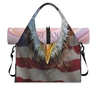 Sac de sport en forme d'aigle à tête blanche en colère avec compartiment à chaussures Motif drapeau américain Pour la gym, le yoga, les voyages, couleur, L, Sac de voyage