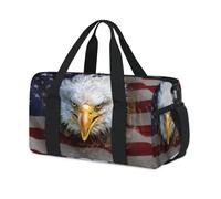 Sac de sport en forme d'aigle à tête blanche en colère pour enfants, filles, garçons, femmes, hommes, drapeau américain, pour la nuit, le week-end, sac de voyage, sac de sport décontracté