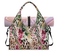 Sac de sport en forme d'animal pour homme et femme - Imprimé floral tigre léopard - Sac de week-end avec compartiment à chaussures - Sac fourre-tout à bandoulière pour yoga, gym, voyage, couleur, L,