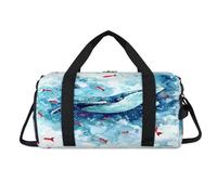 Sac de sport en forme de baleine à l'aquarelle avec compartiment à chaussures Motif baleine Sac de voyage Sac de gym Organiseur de bagages pour femmes, hommes, enfants, filles, garçons