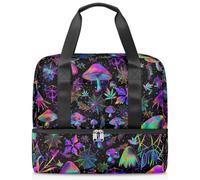 Sac de sport en forme de champignons, toiles d'araignées, feuilles, pour femmes, hommes, garçons, filles, 21 L, sac fourre-tout séparé pour voyage, gym, yoga, couleur, Big, Organiseur de sac