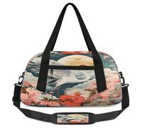 Sac de sport en forme de grue et oiseau japonais pour enfants, garçons, filles, adolescents, sac de sport pour week-end, voyage, gymnastique, danse et ballet, multicolore