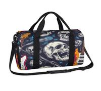 Sac de sport en forme de guitare électrique avec motif tête de mort, sac de w nd, sac fourre-tout décontracté, sac fourre-tout de voyage, sac de sport pour enfants, filles, garçons, femmes, hommes