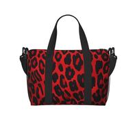 Sac de sport en forme de lémurien à queue annelée pour homme et femme, sac de voyage avec compartiment à chaussures, sacs d'entraînement, Motif léopard - Rouge, Taille unique, Sac de voyage