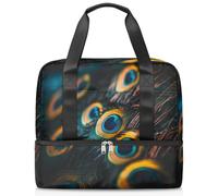 Sac de sport en plumes de paon pour femmes, hommes, garçons et filles, 21 L, sac fourre-tout séparé pour voyage, gym, yoga, couleur, Big, Organiseur de sac