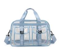 Sac de sport en PVC transparent - Organisateurs spacieux pour salle de sport, piscine, voyage, aventure avec bandoulière - Grande capacité de rangement de fitness, bleu ciel, Beauté de masse