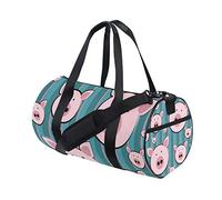 Sac de Sport en Toile avec Visages de Cochon Rose à Rayures Bleues, Sac de Voyage, Week-End, Sac à Main pour Hommes, Femmes, Sport et Nuit