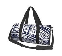 Sac de sport en toile imprimée avec motif tribal maori polynésien bleu - Grande capacité pour le week-end, les voyages d'affaires, Noir , Taille unique