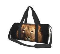 Sac de sport en toile imprimée lion africain - Grande capacité pour le week-end, les voyages d'affaires, Noir , Taille unique