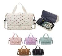 Sac de sport en velours côtelé avec compartiment à chaussures et poche humide, joli sac de voyage, sac de week-end, sac de danse pour enfants, rose, Rétro