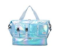 Sac de sport étanche de grande capacité avec compartiment séparé pour chaussures et rangement sec pour voyage, fitness, entraînement, sac de gym avec séparation humide/sec, bleu