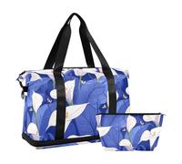 Sac de sport étanche pour voyage, week-end, voyage, Nature Calla Lily Bleu Royal Blanc