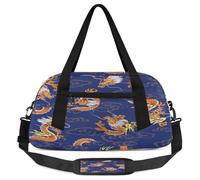 Sac de sport ethnique Dragon pour enfants filles garçons, style chinois, léger, sac de sport pour enfants, petit sac de voyage, sac de danse, Dragon Ethnique, 18.5L x 7.8W x 9.4H