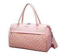 Sac de Sport Femme Femmes Sacs de Remise en Forme Diamant Lattice Sac Sport Main Multifonctionnelle à bandoulière Nylon Gros Sacs Week-End Voyage(Pink)
