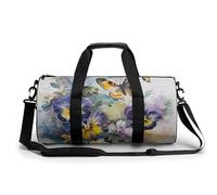 Sac De Sport Fleurs De Pensée Papillons Sac De Voyage Rond Sacs De Sport Sac De Sport