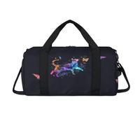 Sac de sport Galaxy Cat Papillons avec compartiment à chaussures Sac de voyage Sac de gym Organiseur de bagages pour femmes, hommes, enfants, filles et garçons