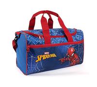 PERLETTI Sac de Sport Homme Araignée Bleu et Rouge pour Enfant - Marvel Spiderman Sac de Voyage à Bandoulière avec Poche Avant - Sac de Gym Super Héro Spider Man pour Garçon Loisirs - 35x22.5x15 cm