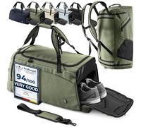 Sac de Sport Homme/Femme + Fonction à Dos, Compartiment Chaussures, Trousse Toilette | 40/60L Cabas de Fitness Voyage Bain Bagage Gym Football Basket-Ball Tennis Yoga Gym Boxe Entraînement Bag