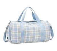 Sac de Sport Homme Sac De Sport De Sport, Sac De Voyage avec Poche Humide, Compartiment À Chaussures Pliable À Carreaux Bleus Musculation, Outdoor, Workout