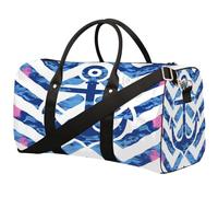 Sac de sport imperméable avec bandoulière Motif ancre de bateau Bleu
