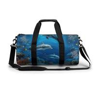 Sac de sport imperméable pour homme et femme avec deux girafes pour le sport et l'entraînement, Underwater World Dolphins Corail, 17.7in/9in/9in