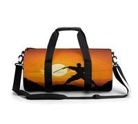 Sac de sport imperméable pour homme et femme - Motif crâne de taureau et cactus mignon, Silhouette de karaté soleil, 17.7in/9in/9in