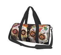 Sac de sport imprimé à rayures avec poche humide et compartiment à chaussures, sac de voyage pour homme et femme, Crânes en sucre., Taille unique, Sac de voyage