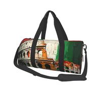 Sac de sport imprimé à rayures avec poche humide et compartiment à chaussures, sac de voyage pour homme et femme, Drapeau du Colisée romaine italien., Taille unique, Sac de voyage