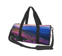 Sac de sport imprimé American West Rodeo avec poche humide et compartiment à chaussures, sac de voyage pour homme et femme, Paysage de montagnes et prairies, fleurs violettes, Taille unique, Sac de