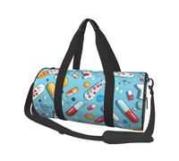 Sac de sport imprimé avec poche humide et compartiment à chaussures pour homme et femme Motif dessin animé, Motif de médecine de dessin animé, Taille unique, Sac de voyage