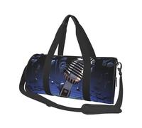 Sac de sport imprimé carlin avec poche humide et compartiment à chaussures, sac de voyage pour homme et femme, Microphone avec notes de musique, Taille unique, Sac de voyage