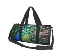 Sac de sport imprimé carlin noir jaune avec poche humide et compartiment à chaussures, sac de voyage pour homme et femme, Beau paon., Taille unique, Sac de voyage