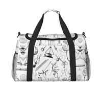 Sac de sport imprimé chimie pour femme - Sac fourre-tout de gym avec compartiment, sac de sport pour homme, sac fourre-tout pour femme, sac à main de week-end pour femme, Noir , Taille unique