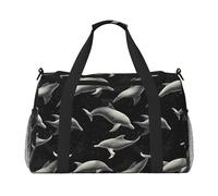 Sac de sport imprimé dauphins noirs pour voyage, sac de sport pour femme et homme, article personnel