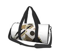 Sac de sport imprimé de Noël en soie dorée avec poche humide et compartiment à chaussures, sac de voyage pour homme et femme, Triangles modernes noir/blanc/doré., Taille unique, Sac de voyage