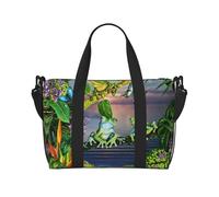Sac de sport imprimé de nombreuses grenouilles chantant sur les branches pour femme, sac de week-end, sac à bandoulière pour femme et homme, taille unique, Noir , Taille unique