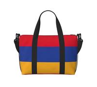 Sac de sport imprimé drapeau de l'Arménie pour femme, sac de voyage de week-end, sac fourre-tout pour articles personnels, noir, One Size
