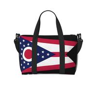 Sac de sport imprimé drapeau de l'État de l'Ohio pour femme, sac de week-end, sac pour articles personnels, sac à bandoulière pour femme et homme, noir, One Size
