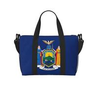 Sac de sport imprimé drapeau de l'État de New York pour femme, sac de week-end, sac pour articles personnels, sac à bandoulière pour homme et femme, noir, One Size
