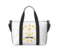 Sac de sport imprimé drapeau de l'État du Rhode Island pour femme, sac de week-end, sac pour articles personnels, sac à bandoulière pour femme et homme, noir, One Size