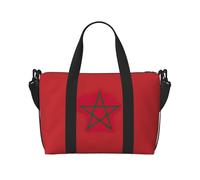Sac de sport imprimé drapeau du Maroc pour femme, sac de voyage de week-end, sac fourre-tout pour articles personnels, noir, One Size