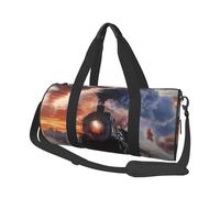 Sac de sport imprimé fraise avec poche humide et compartiment à chaussures, sac de voyage pour homme et femme, Train à vapeur Depart Sunset, Taille unique, Sac de voyage