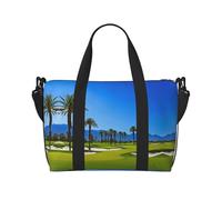 Sac de sport imprimé Golf Course by The Sea pour femme, sac de week-end, sac pour articles personnels, sac à bandoulière pour homme et femme, taille unique, Noir , Taille unique