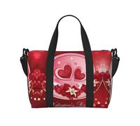 Sac de sport imprimé Happy Valentine's Day pour femme, sac de week-end, sac pour articles personnels, sac à bandoulière pour femme et homme, taille unique, Noir , Taille unique