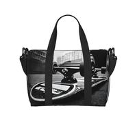 Sac de sport imprimé planches de skate pour femme, sac de week-end, sac pour articles personnels, sac à bandoulière pour homme et femme, taille unique, Noir , Taille unique